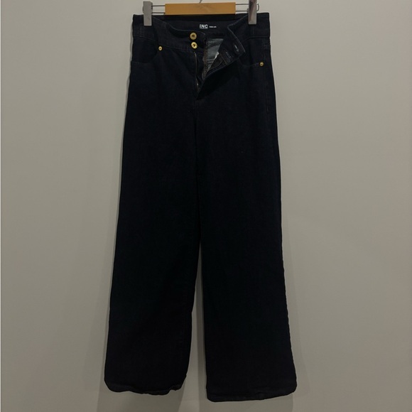 INC International Concepts Dark Blue high waisted Wide-Leg Jeans - Picture 3 of 5